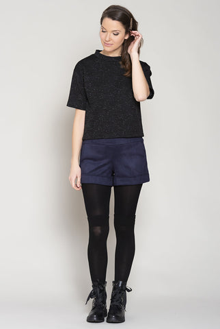 Ruelle, Mini Sweater, Black Dot, Front View.
