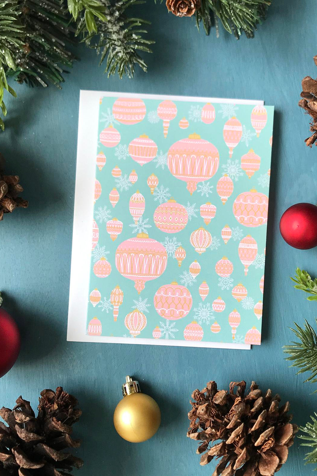 Vintage Ornaments Christmas Card - 5 Pack