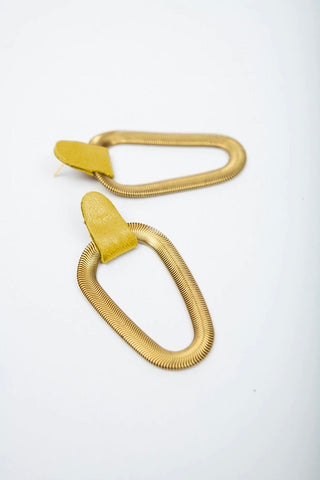 9e AVENUE - Statement leather and brass earrings