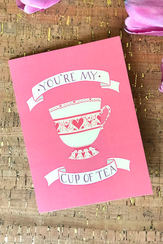 Cup of Tea Card (Pink or Yellow)